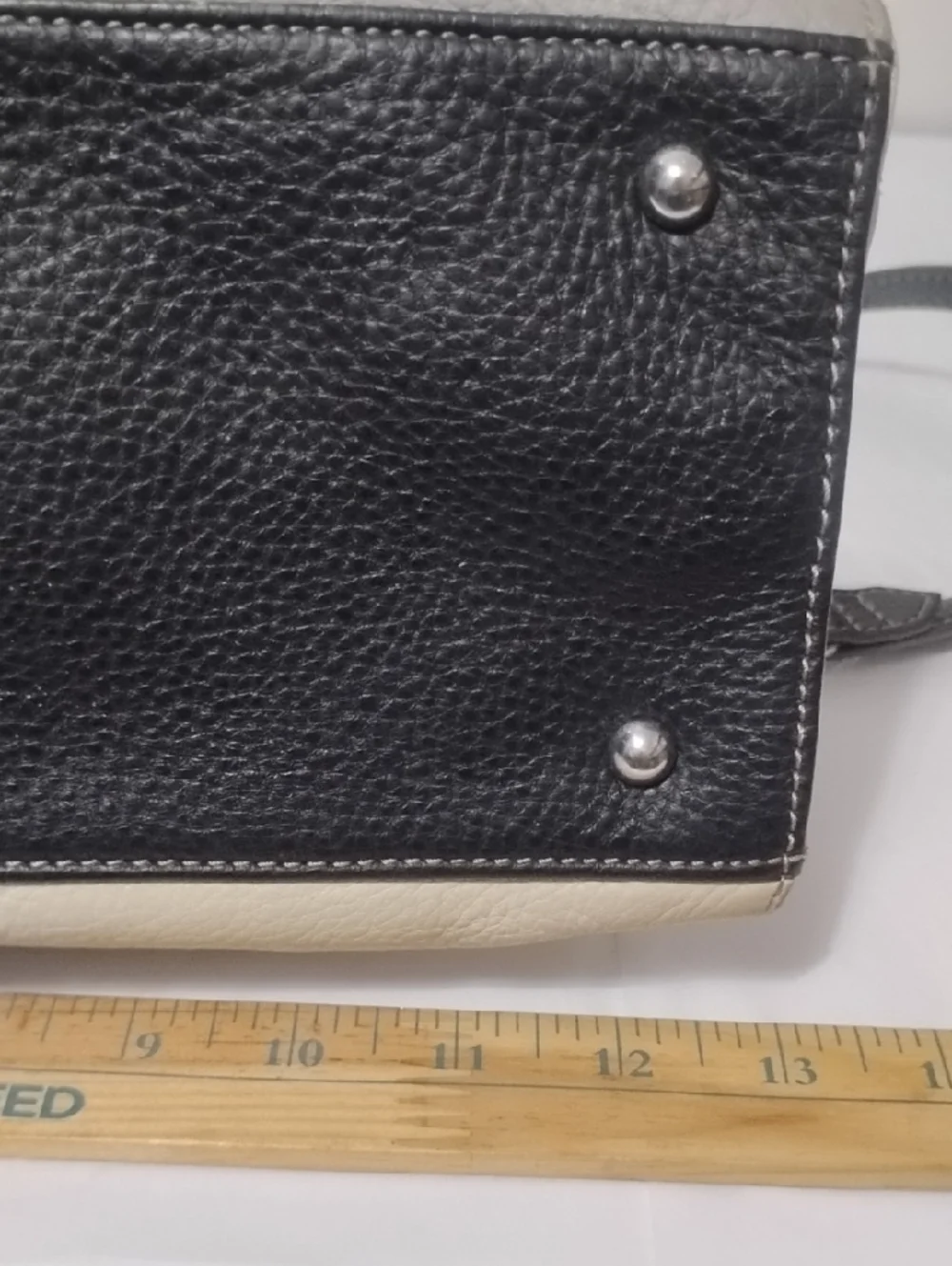 Aimee Kestenberg Classic Two-Tone Leather Satchel Bag - Cream and Black‎